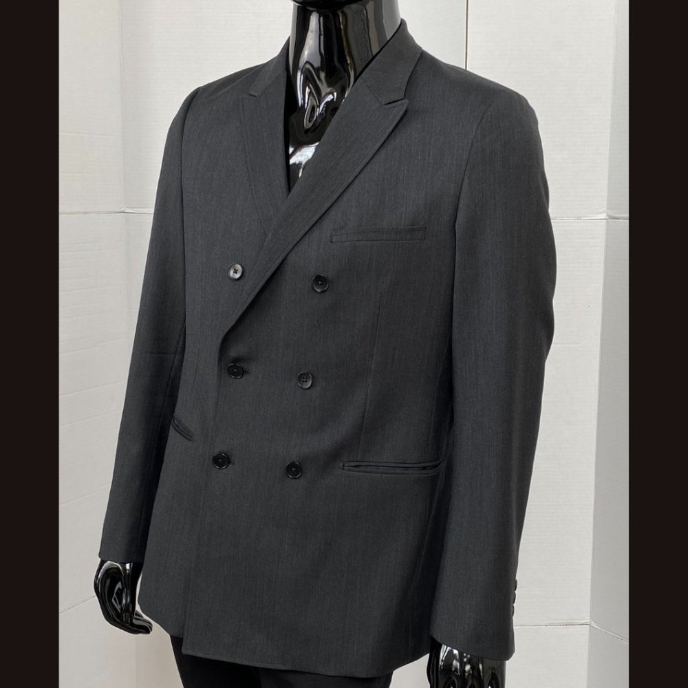 Theory NWOT Dark Grey Gray Double Breasted Peak Lapel Sport Coat Jacket Size 42R